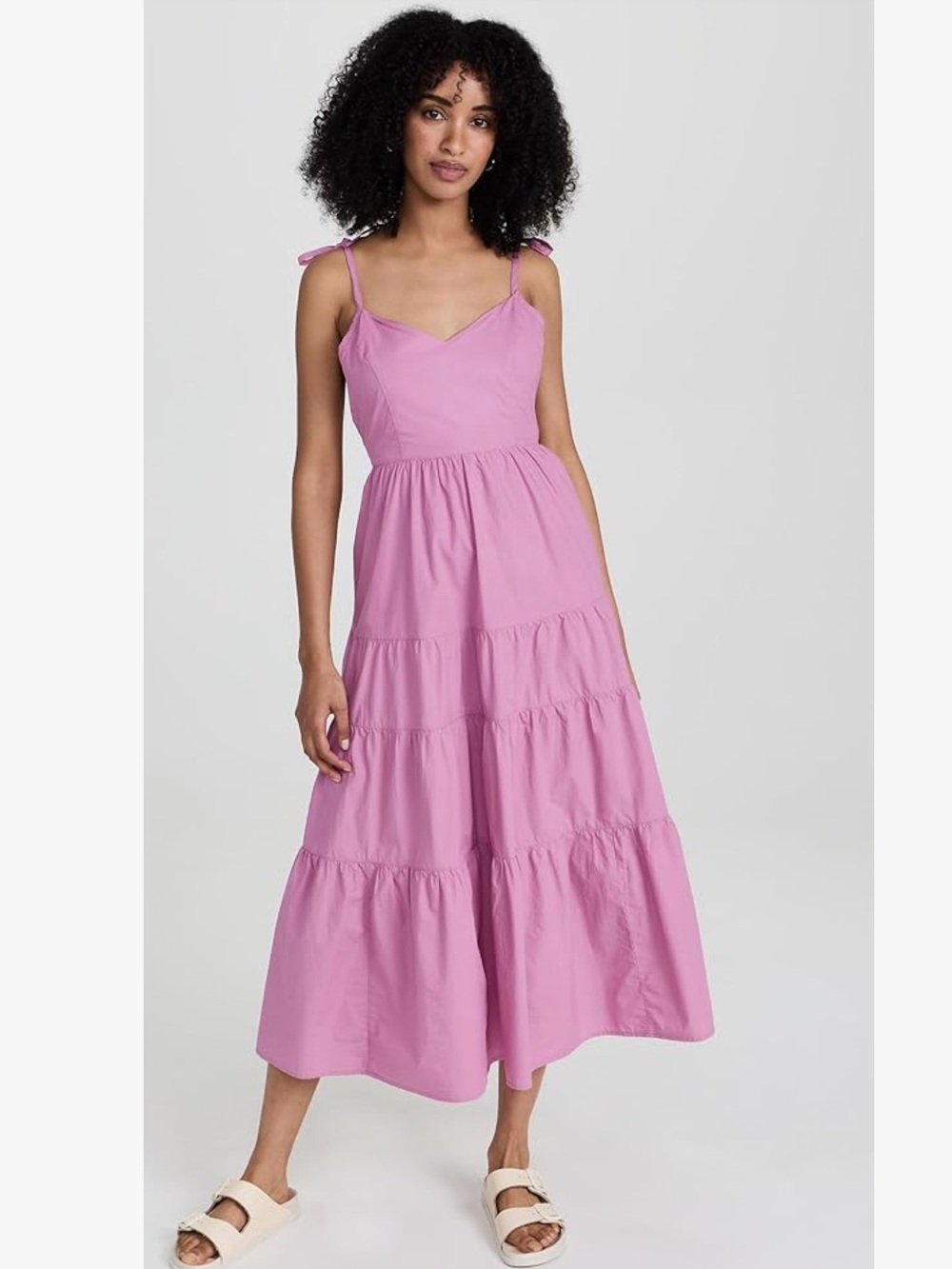 Madewell Sidonie Poplin Maxi Dress Pink Open Back Tie Strap